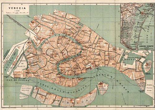 1886 venice italy - venice, map