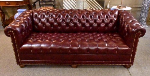 Vintage leather chesterfield - leather,