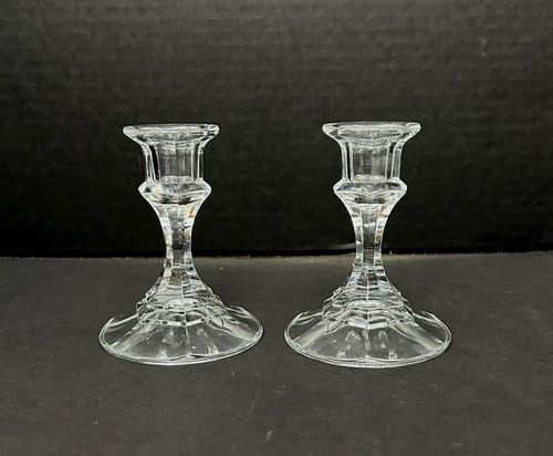 Vtg pair candlesticks clear - pair,
