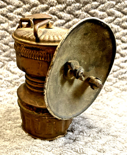 Antique coal miners brass hat - coal,