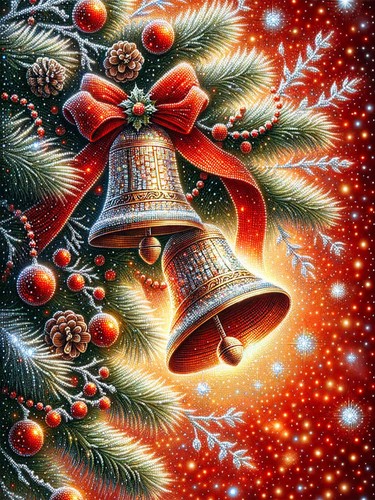 Christmas bell diamond art kit - art,