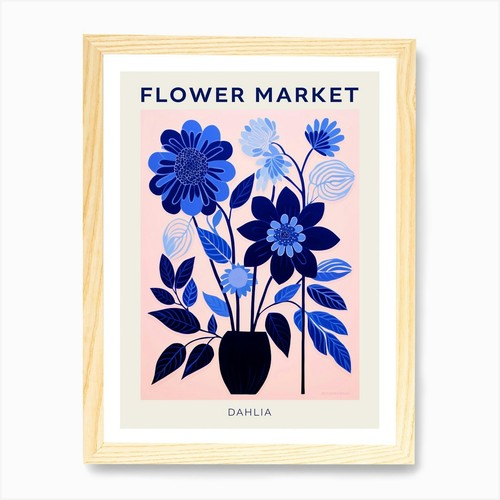 Blue flower market poster - market,