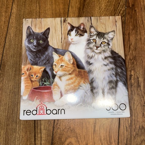 Cat puzzle jigsaw red barn - jigsaw,