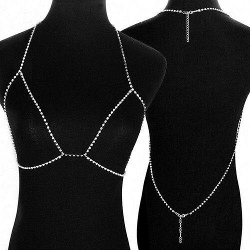 Sexy rhinestone body chain bra - chain,