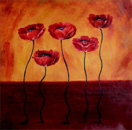 Red poppies series - poppies, hand
