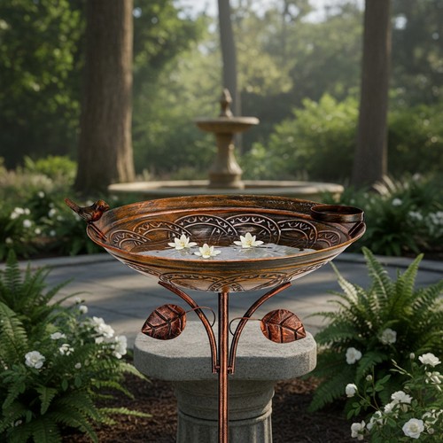 Outdoor garden bird bath metal - bird,