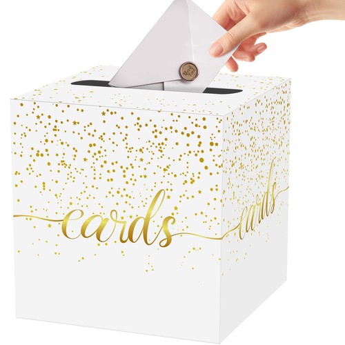 White card box gold - white,