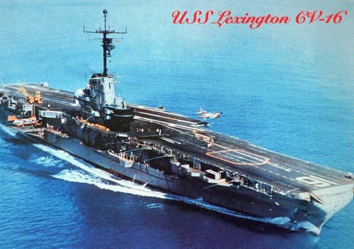 Uss lexington postcard - lexington, cv-16