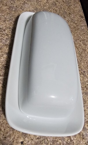 White porcelain butter dish - white,