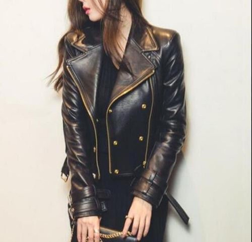 Women black moto style - black,