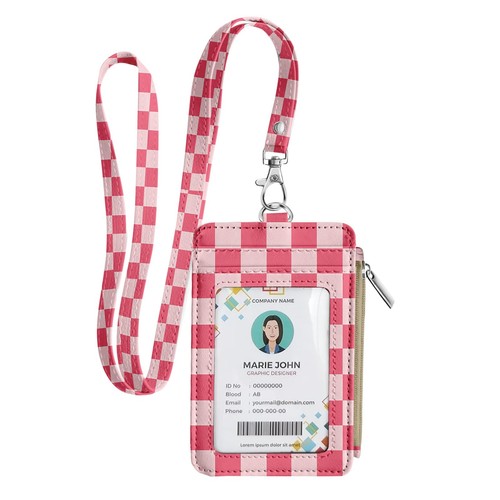 Checkered lanyard wallet with - lanyard,