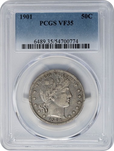 1901 barber half 50c vf35 - 1901,