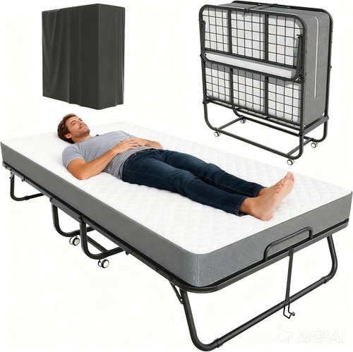 Folding bed with mattress - folding,