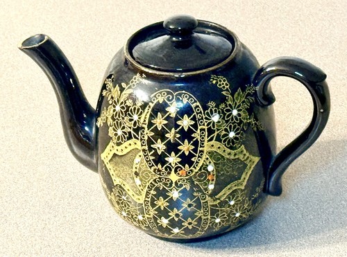 Vtg english teapot cobalt - english,