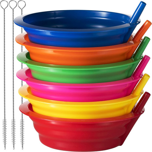 Cereal bowls with straws - cereal,