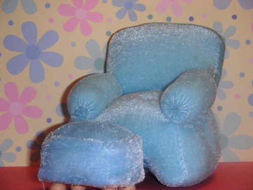 Blue comfy chair ottoman - chair, w/