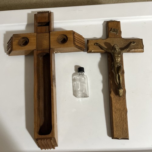 Vintage wooden crucifix cross - vintage,