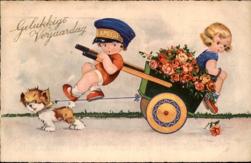 Little doggy pulling cart - little,