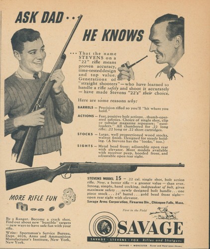 1951 stevens rifle - stevens, savage