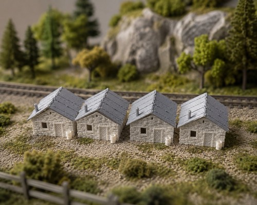 Scale old stone cottages - n,