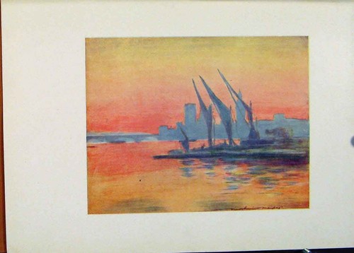 Original old antique print - old,