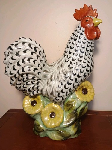 Large ceramic rooster figurine - large,