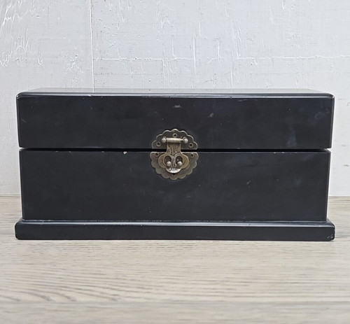 Vintage black hinged wooden - vintage,