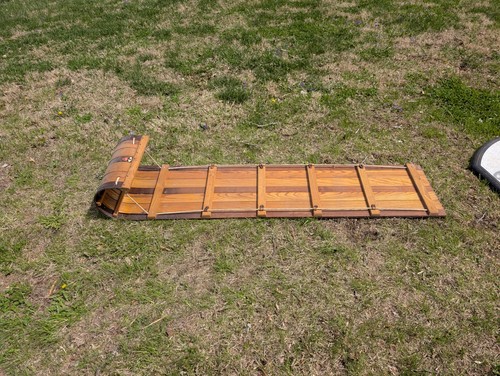 Vintage wooden snow sled - vintage,