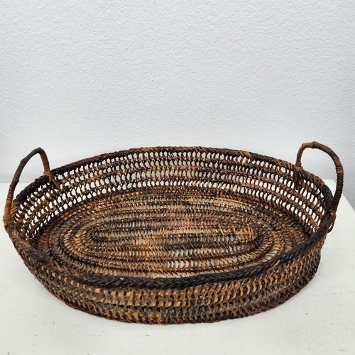 Brown oval shallow - shallow, woven