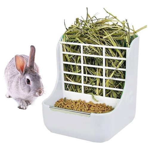 Rabbit hay feeder with - rabbit, bowl
