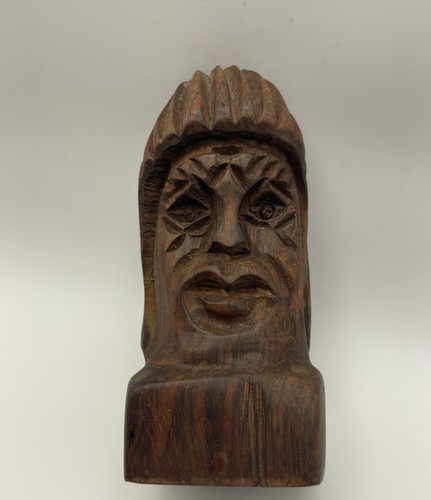 Handcarved wooden bust tribal - wooden,