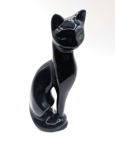 Black cat figurine vintage - cat,