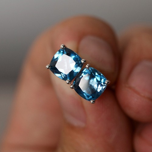 Natural blue topaz cushion - topaz,