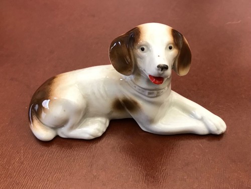 Antique porcelain dog - porcelain, figure