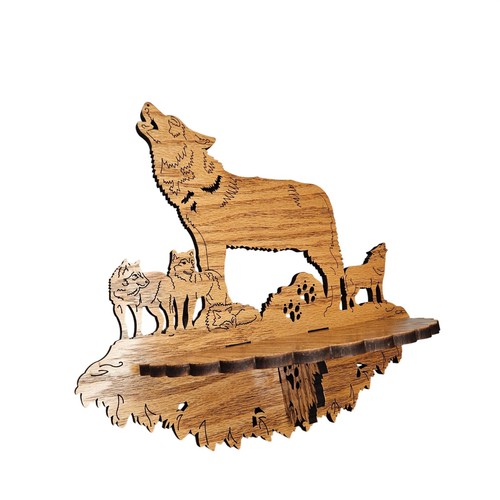 Rustic scroll cut wood - rustic, wolf
