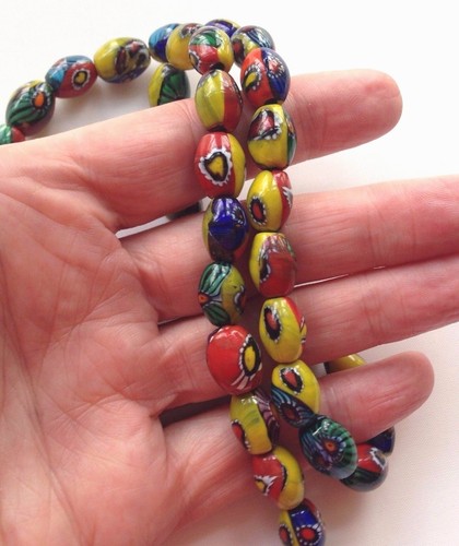 Millefiori oval beads - millefiori,