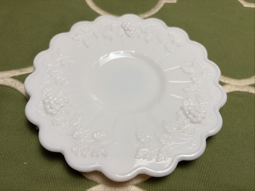 White milk glass saucer - glass, w/