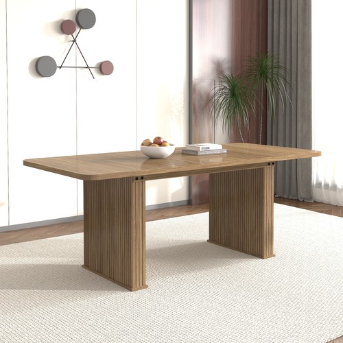 Beige brown extendable dining - beige,
