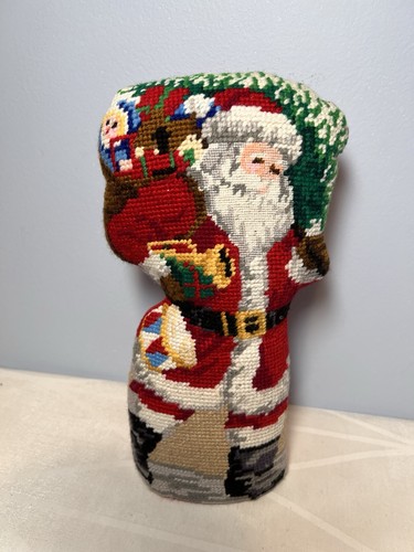 Vtg needlepoint santa clause - santa,