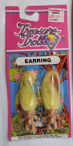 Troll doll earrings yellow - troll,