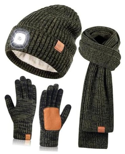 Led beanie gloves scarf set - led,