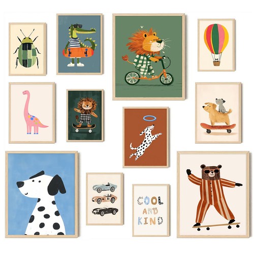 12pcs cartoon animal - 12pcs, canvas