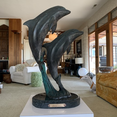 Bronze dolphin sculpture - dolphin,