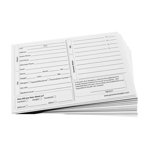 100 dog grooming client cards - 100,