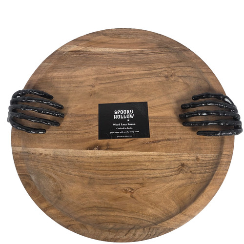 Skeleton hands wood lazy susan - wood,