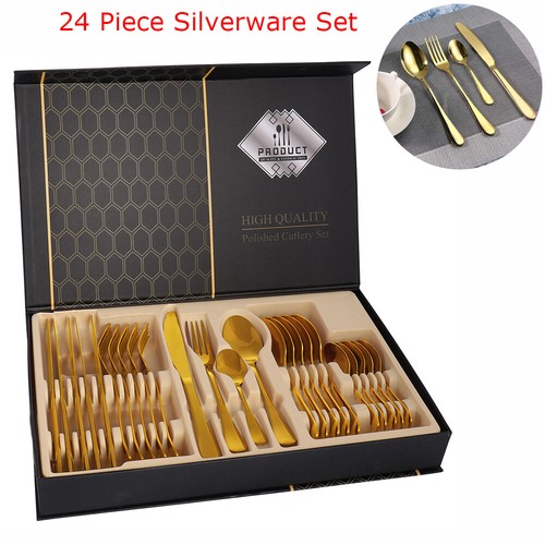 Piece gold silverware set - silverware,