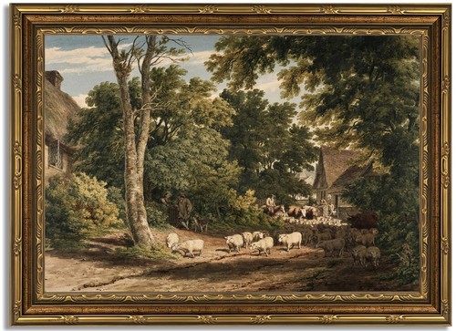 Vintage gold framed sheep - framed,
