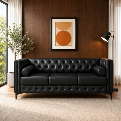 Black faux leather - 78.5",