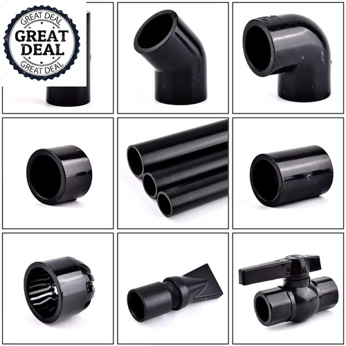 Black pvc pipe connector - black,
