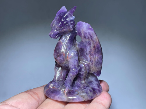Hand carved amethyst - carved, dragon